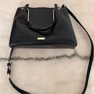 Aldo Black Croc-Embossed Shoulder Bag
